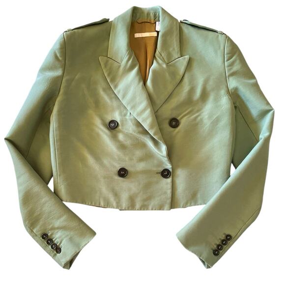 Helmut Lang Cropped Mint Green Blazer Jacket size 0 - Picture 1 of 11
